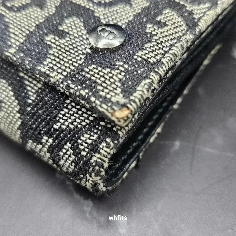 Christian Dior Trotter Canvas Trifold Wallet with dust bag and box.